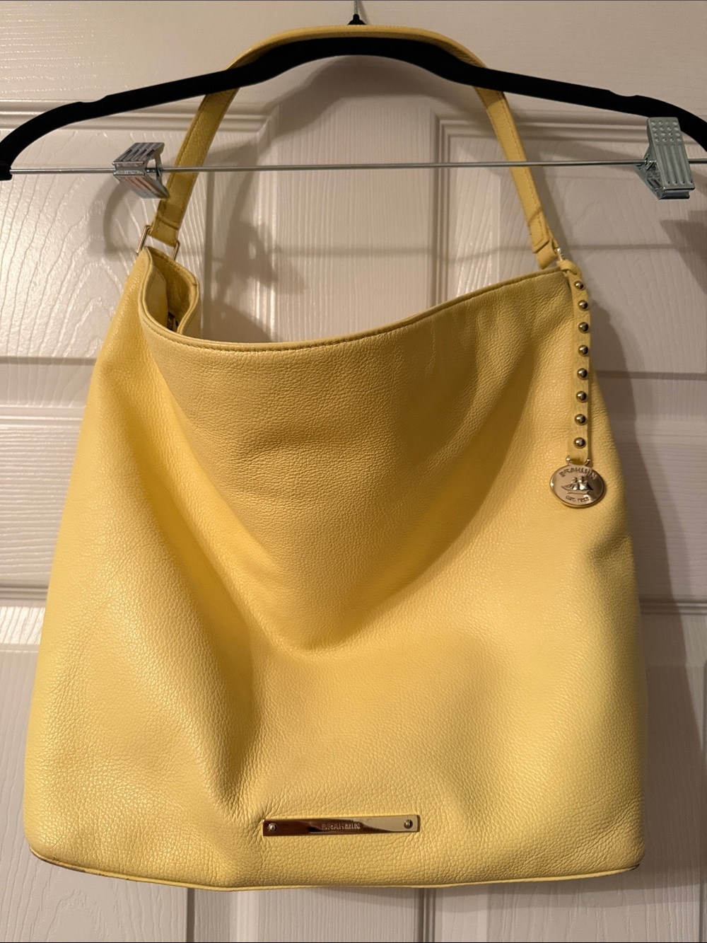 Brahmin Yellow Pebbled Leather Shoulder Hobo